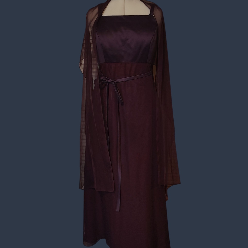 Jordan Deep Purple Gown with Sheer Shawl